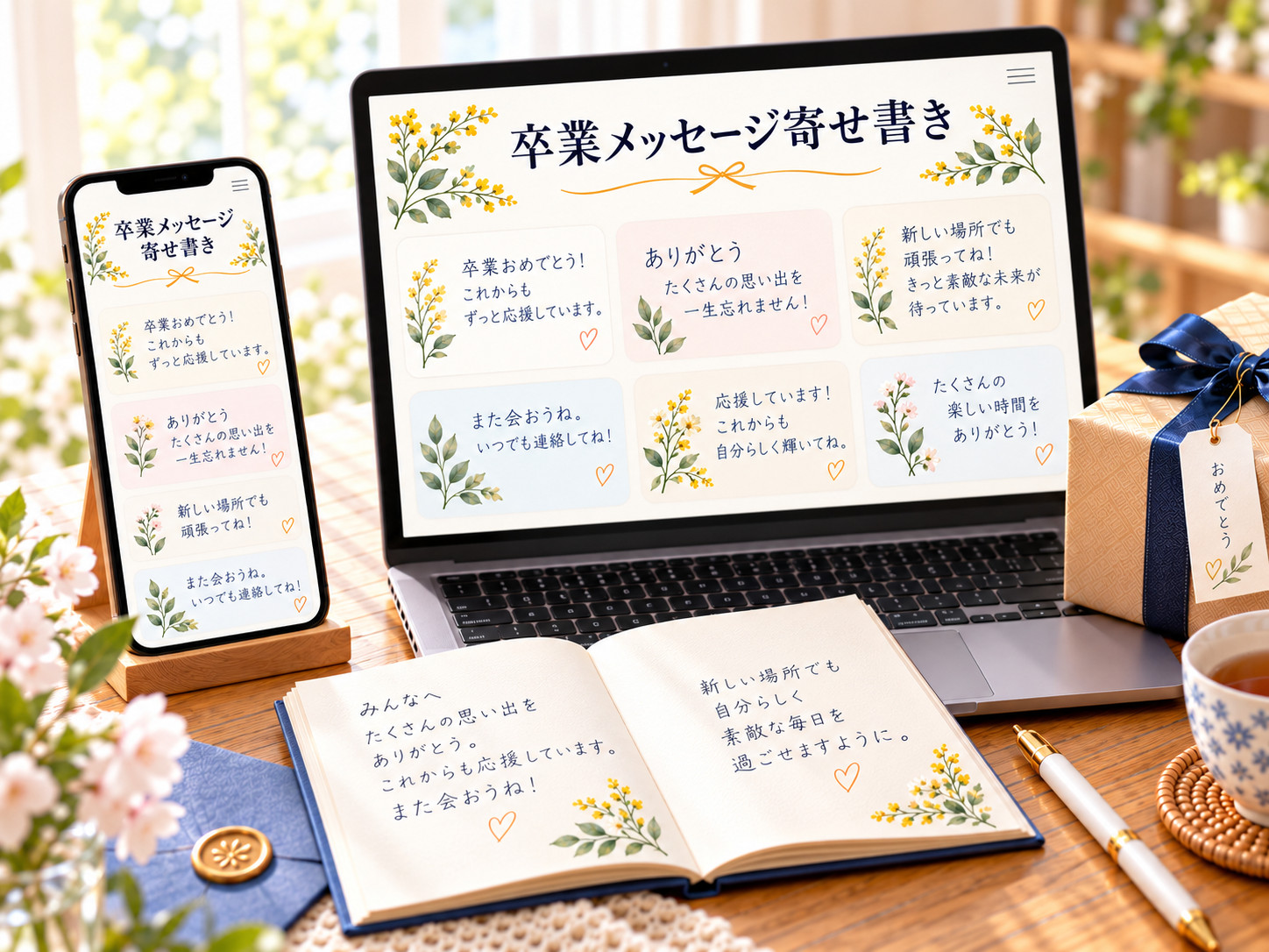 卒業メッセージをオンラインで集める寄せ書きのイメージ
