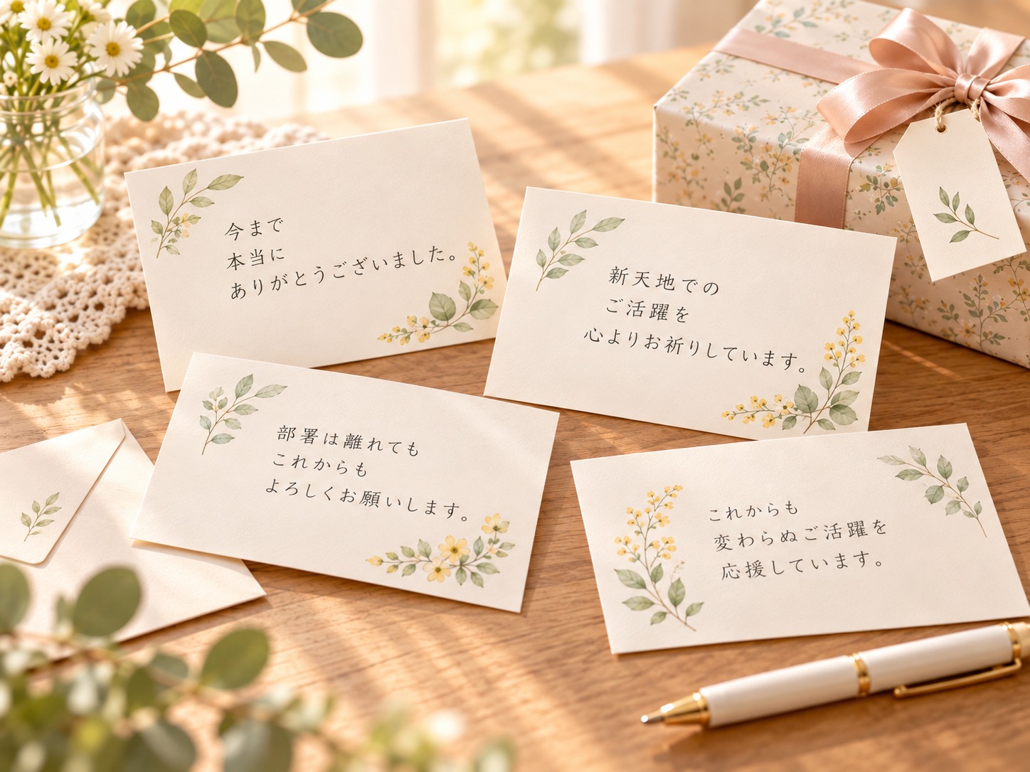 異動する人へ感謝や応援の言葉を贈る寄せ書きのイメージ