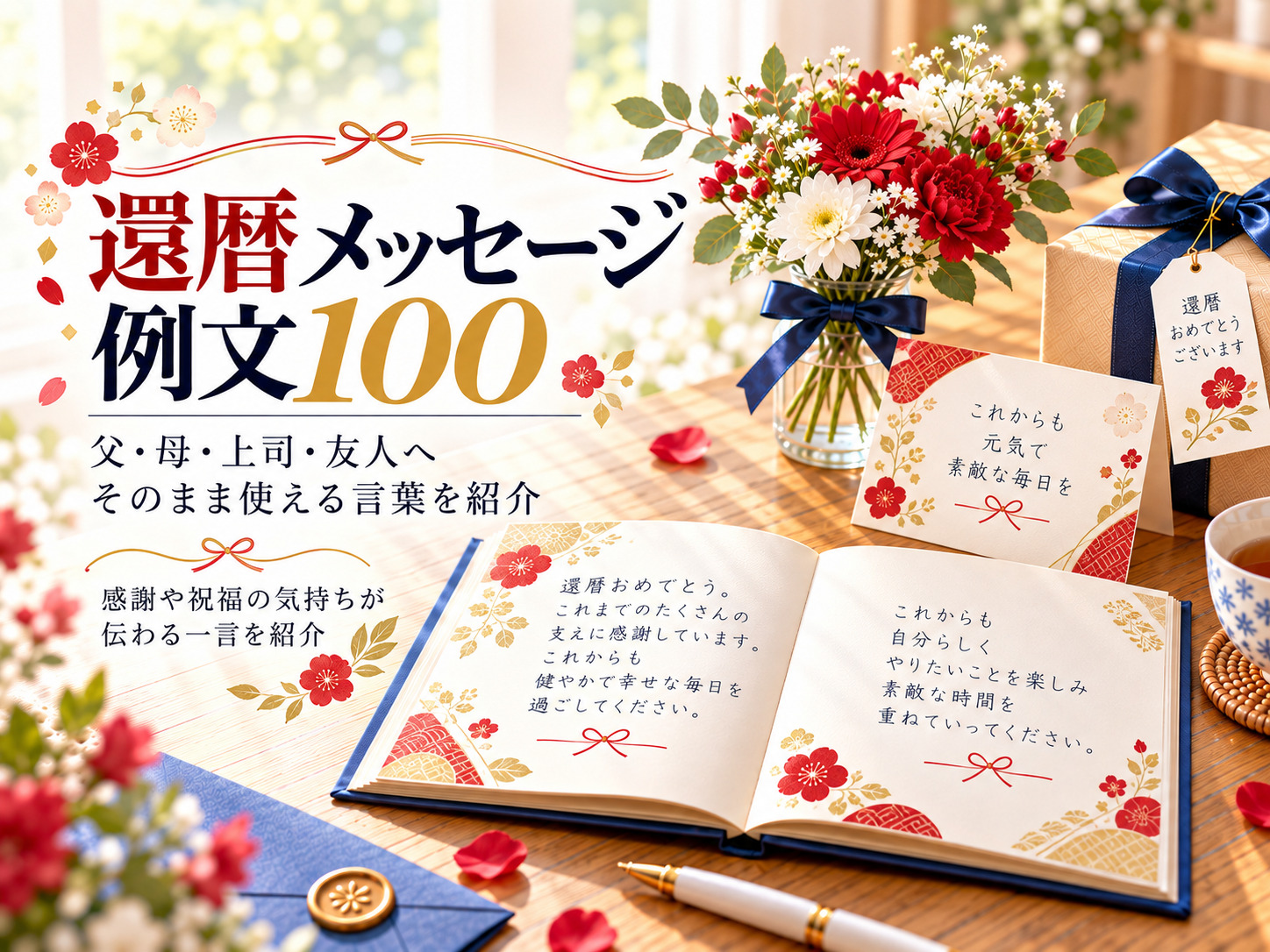 還暦祝いのメッセージ例文100選｜父・母・上司・友人に贈る感動の言葉