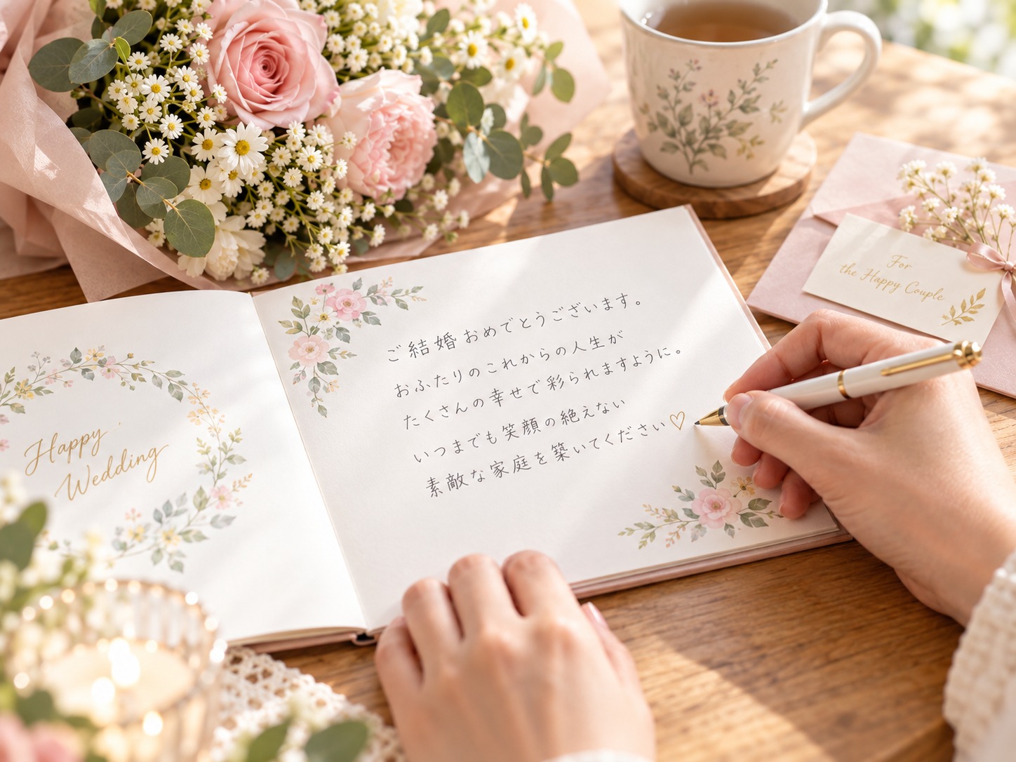 結婚祝いのメッセージを贈るイメージ