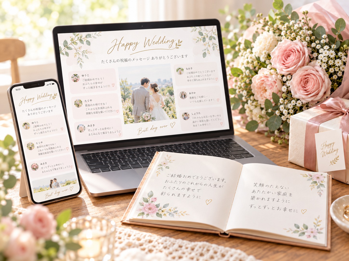 新郎新婦へ結婚祝いを贈るイメージ