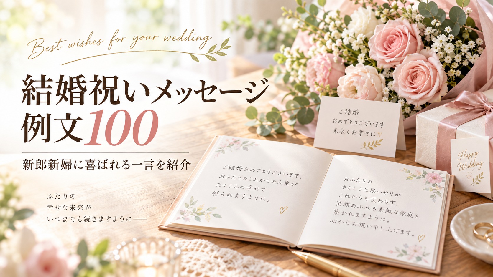 結婚祝いのメッセージ例文100｜新郎新婦に喜ばれる一言を紹介