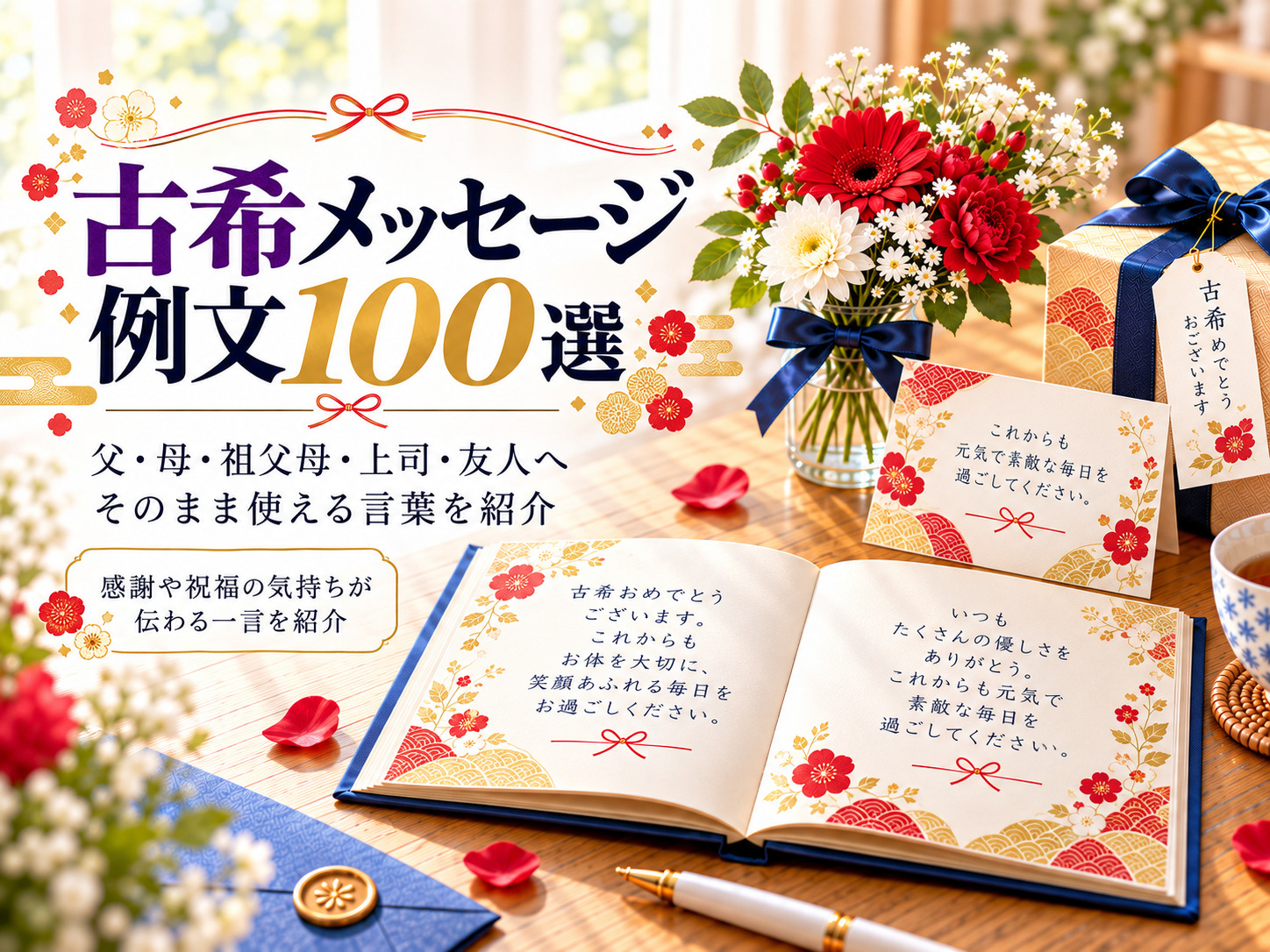 古希のメッセージ例文100選｜相手別に使えるお祝いと感謝の言葉