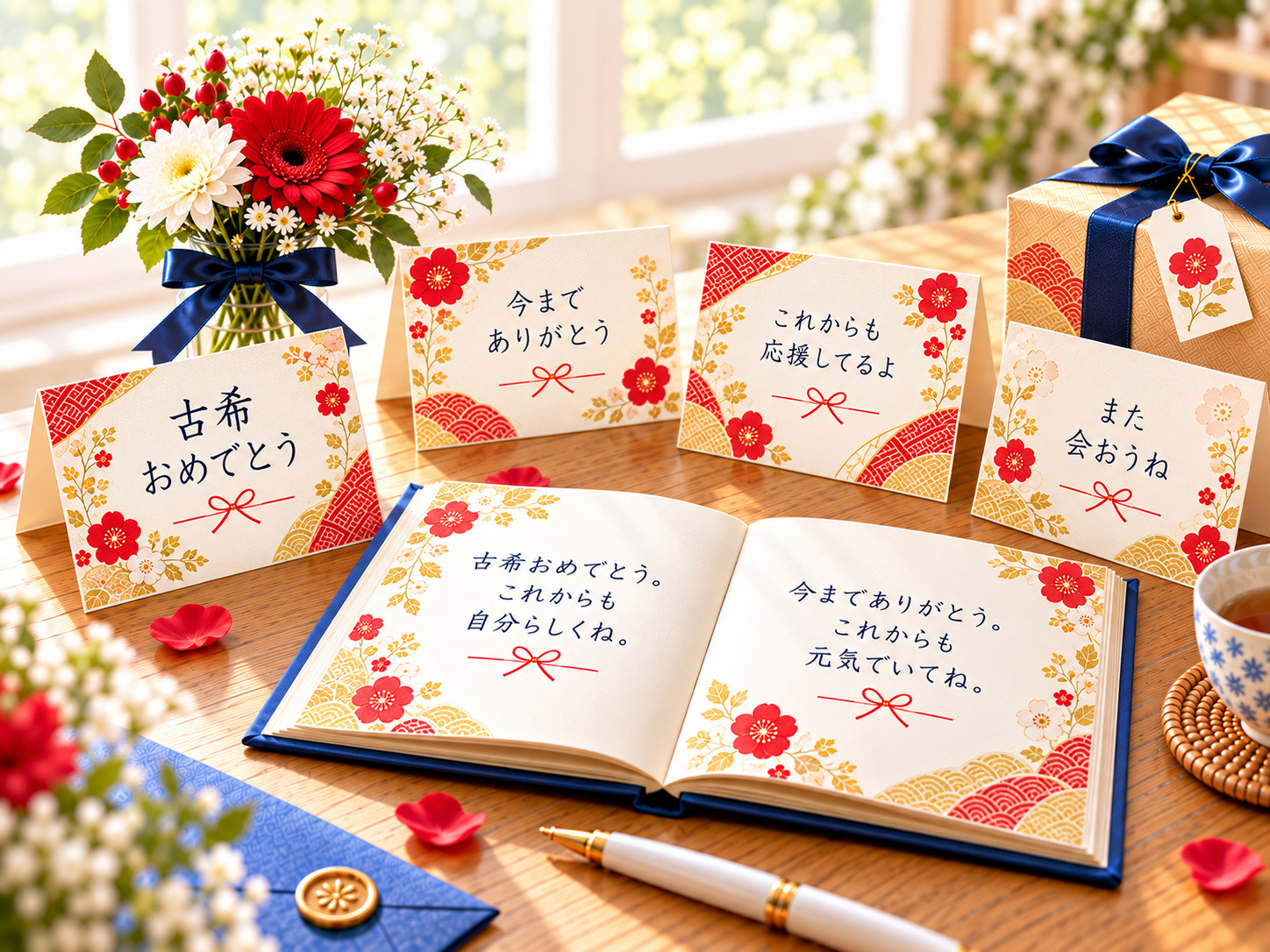 古希祝いのメッセージ例文100選|父・母・祖父母へ贈る言葉