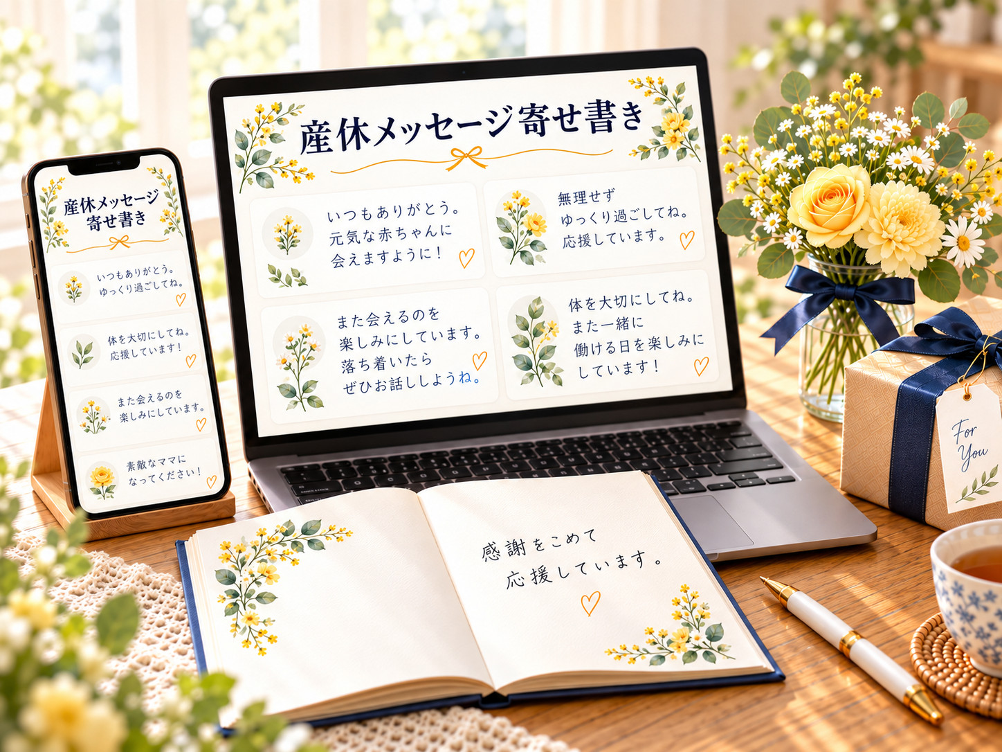 産休に入る人への寄せ書きやメッセージカードのイメージ