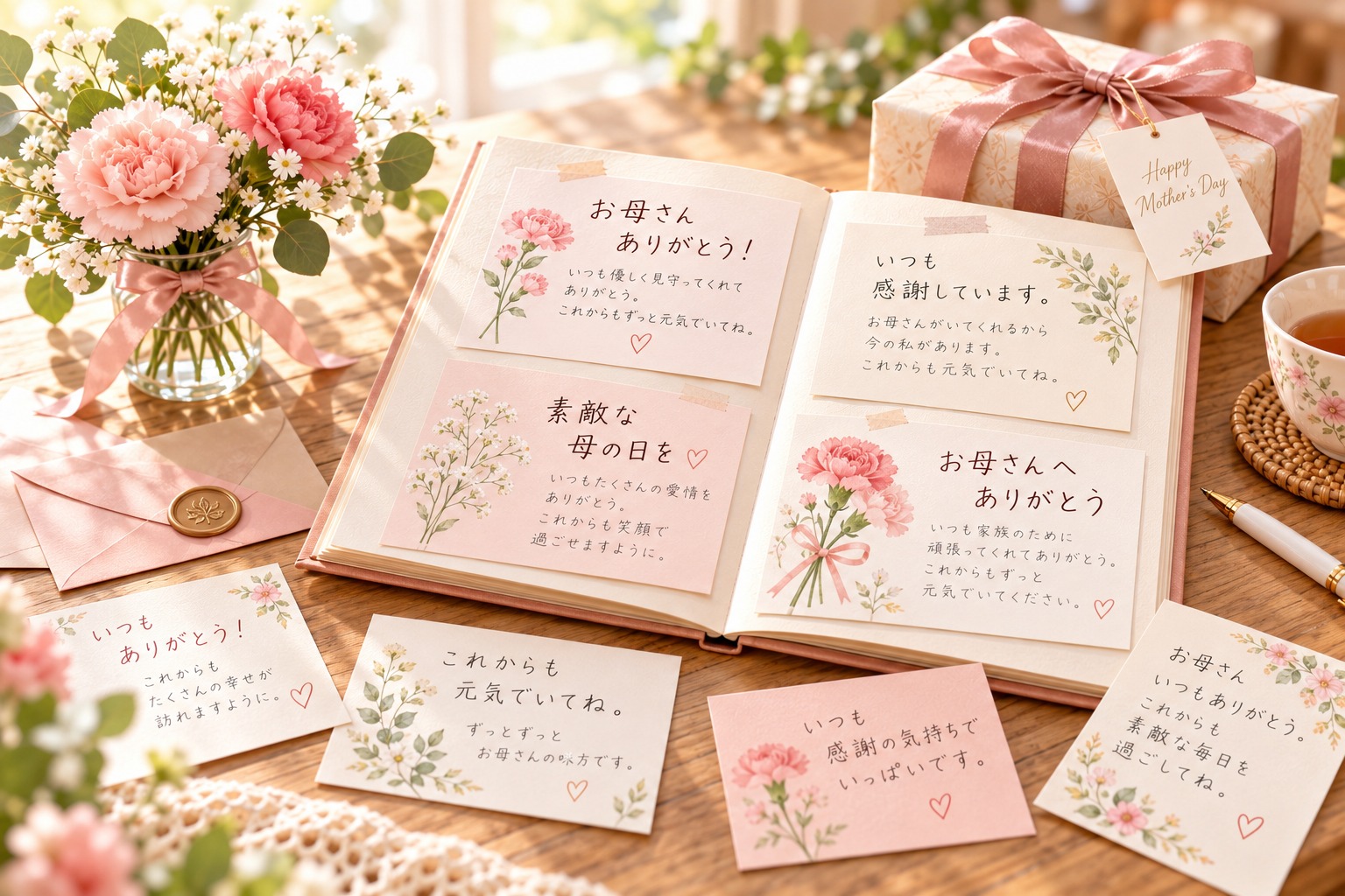 母の日にお母さんへ感謝を伝えるメッセージカードのイメージ