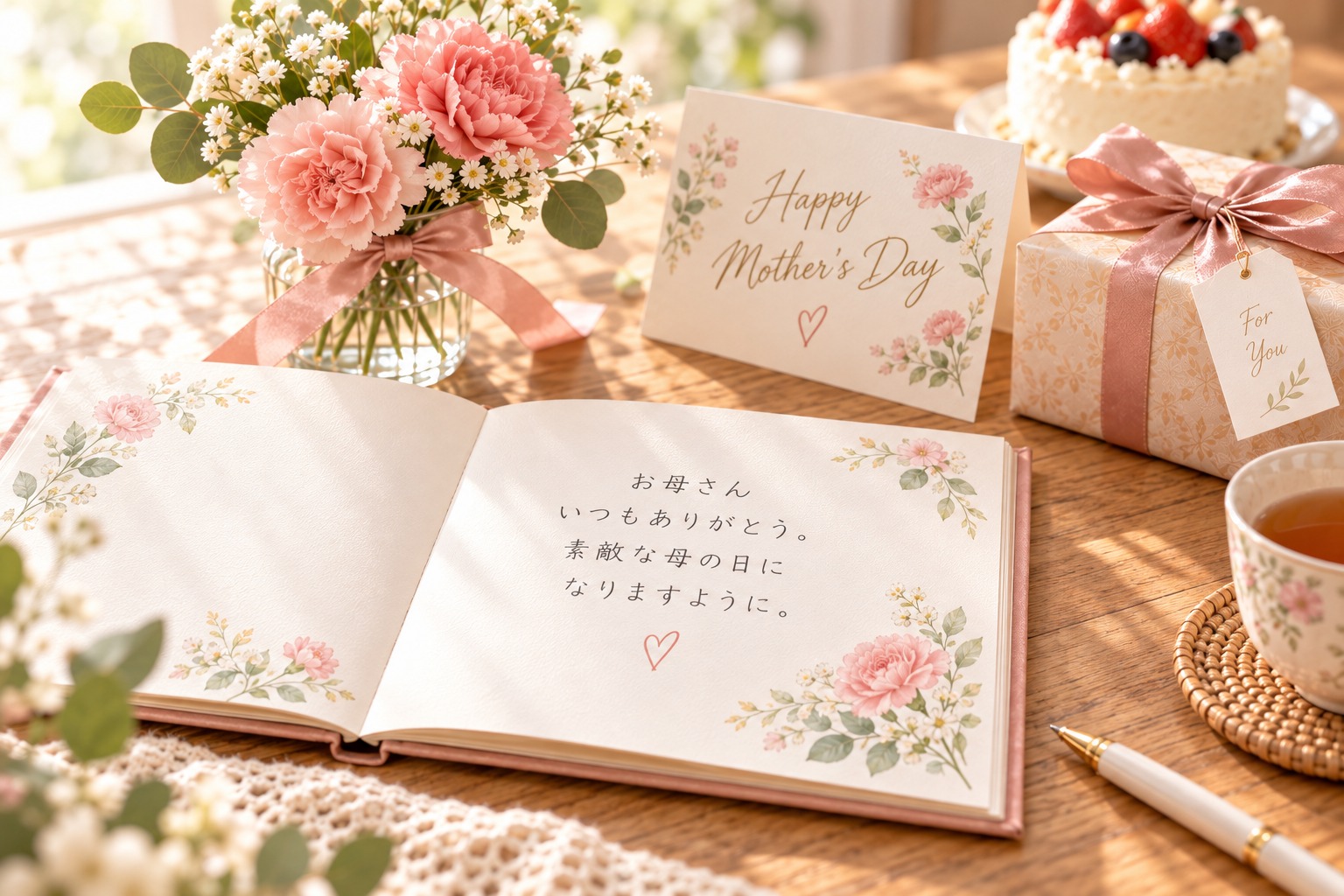 家族みんなから母の日のメッセージを集めるオンライン寄せ書きのイメージ