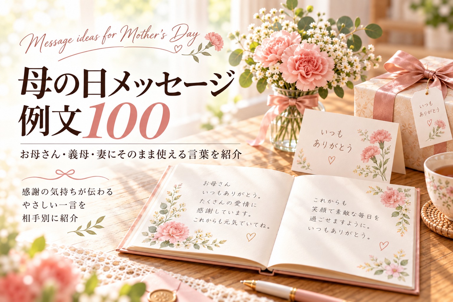 母の日のメッセージ文例100選｜母・義母・妻へ贈る感謝の言葉