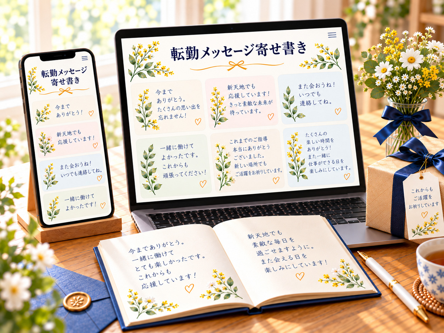 転勤する人へオンラインでメッセージを集める寄せ書きのイメージ